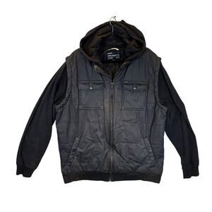 RVCA Nature x Industry Jacket Mens 2XL Black Hooded Bomber Full Zip Work Outdoor